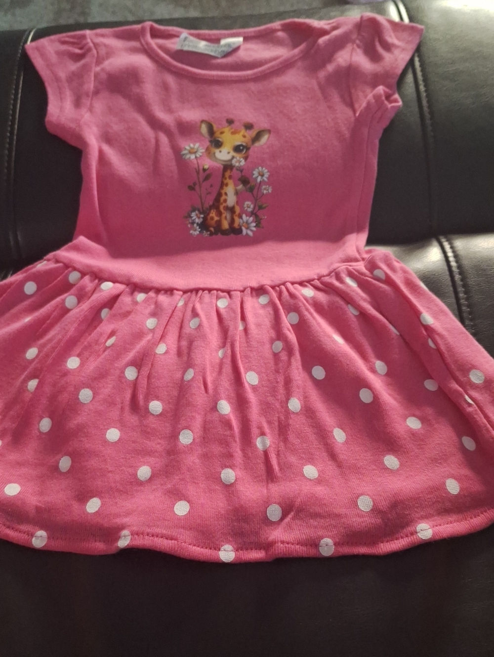 Rabbit Skins Pink Giraffe Polka Dot Dress